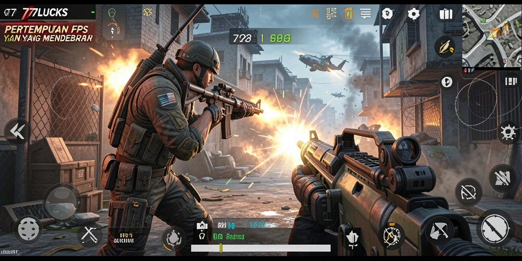 Tampilan gameplay mendebarkan di 77LUCKS dengan aksi FPS intens.