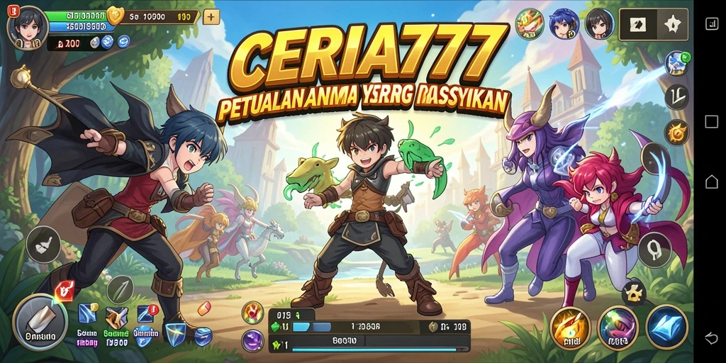 Screenshot CERIA777 menampilkan karakter Anime dalam pertarungan yang dinamis.