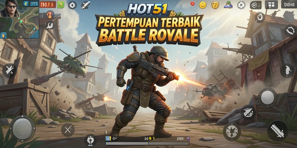 Screenshot HOT51 yang menunjukkan aksi pertempuran seru dalam Battle Royale.