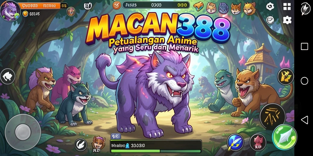 Gambaran gameplay <strong>MACAN388</strong> yang penuh aksi dan warna-warni.