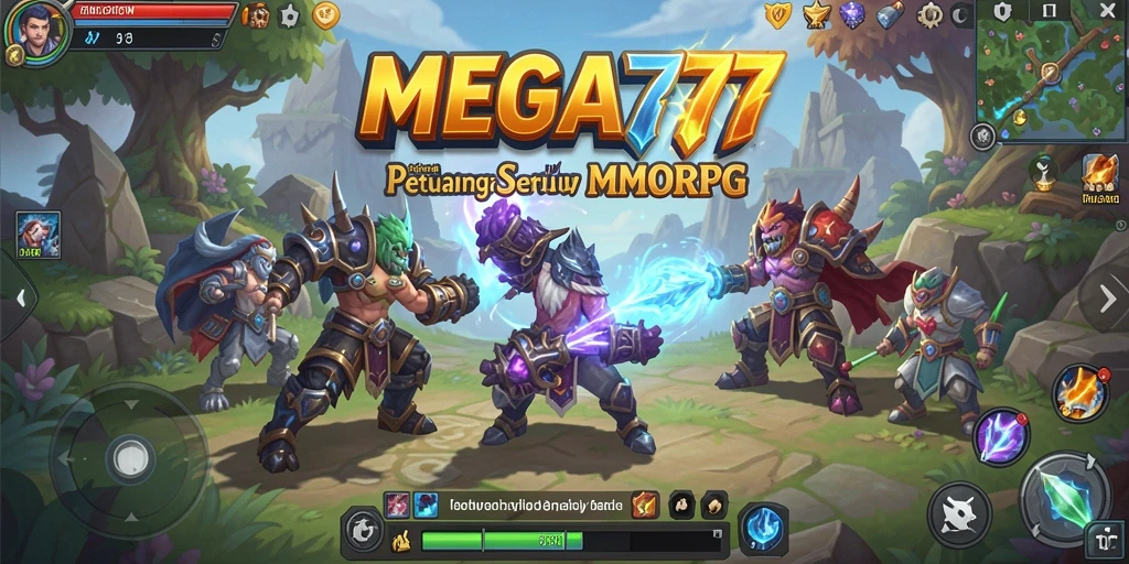Screenshot gameplay MEGA777 menampilkan pertempuran seru dalam dunia MMORPG.
