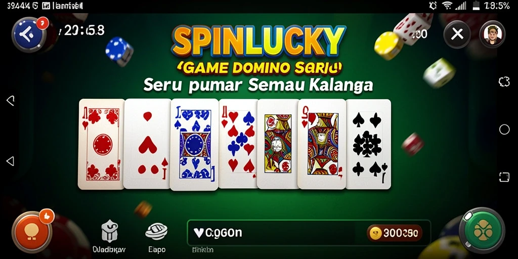 Tampilan gameplay seru dari SPINLUCKY yang menampilkan kartu domino.