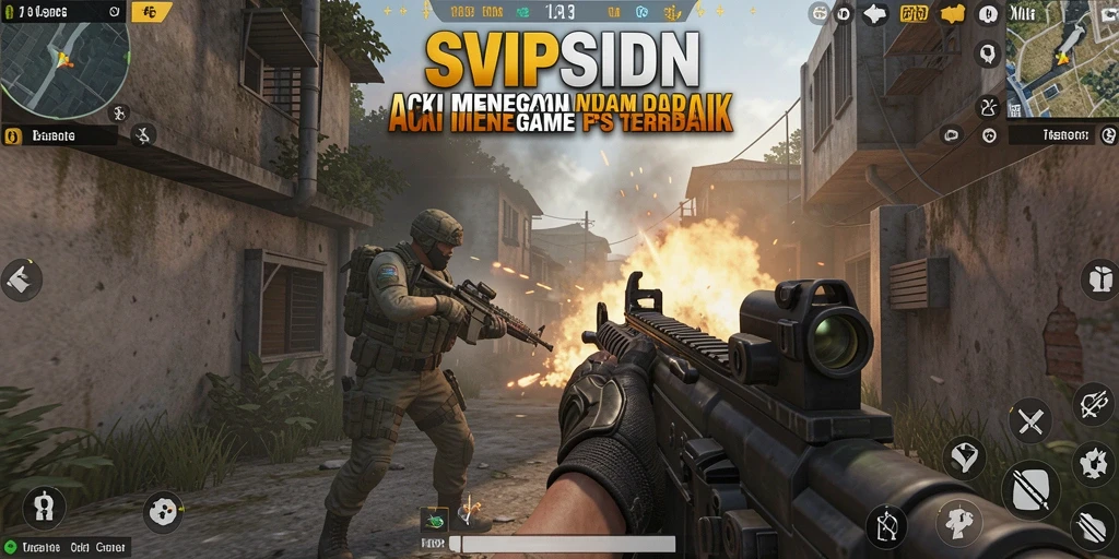 Screenshot utama SVIPSIDN dengan tampilan gameplay FPS yang mendebarkan.