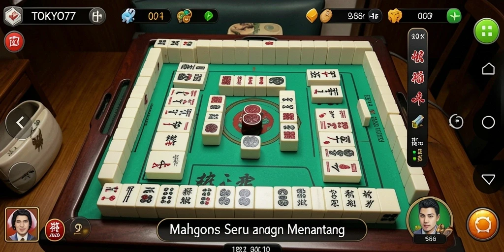 Screenshot menunjukkan gameplay Mahjong yang seru dan menarik.